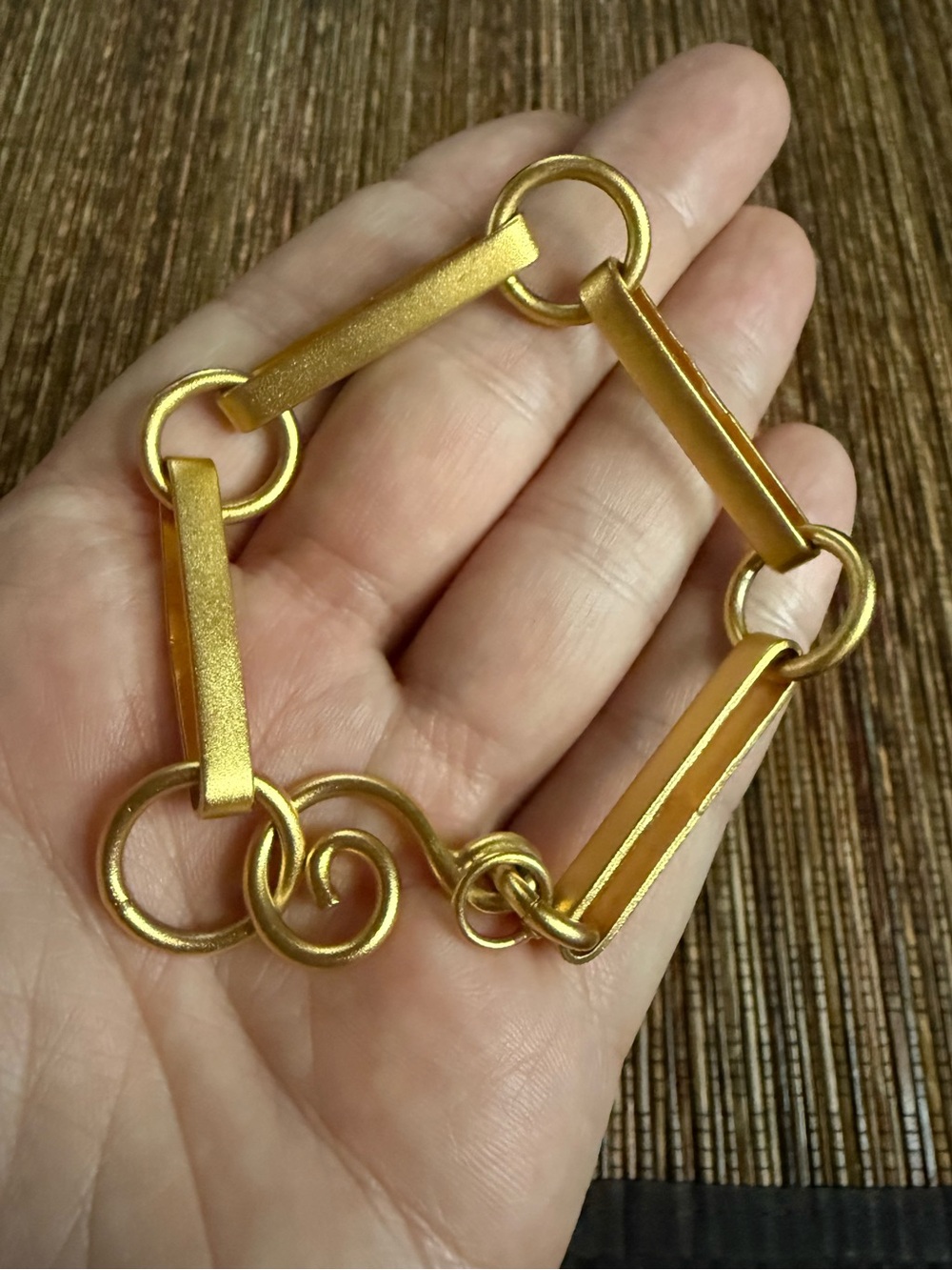 Martha Sturdy Chain Bracelet Gold Plated Matte Finish Modernist Post Modern